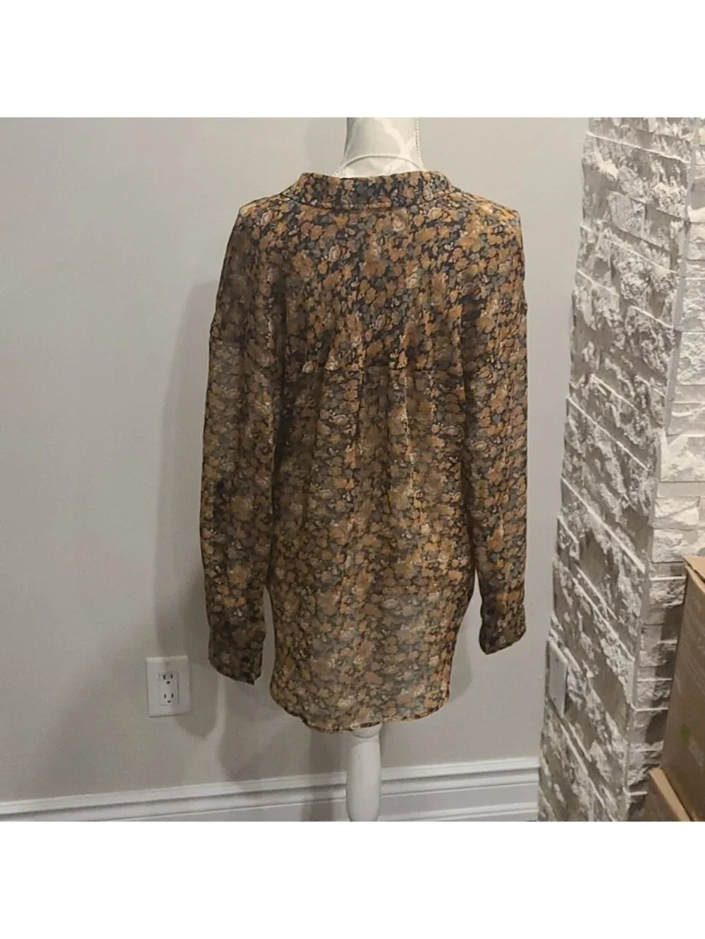 Free People hi low semi sheer floral blouse